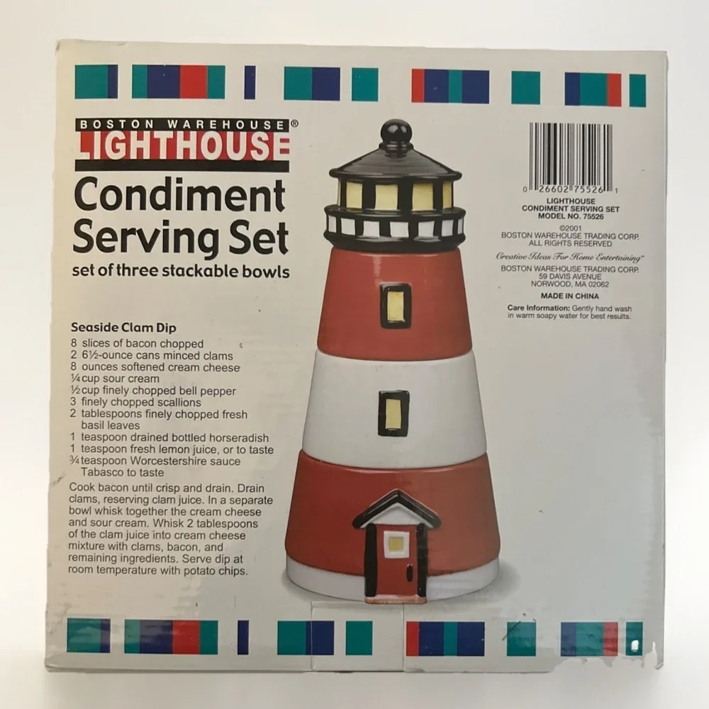 Boston Warehouse Lighthouse‎ Condiment Serving Storage Set Ceramic 12